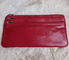 Goiunski Red Leather 3 Zipped Compartments Coin Purse New