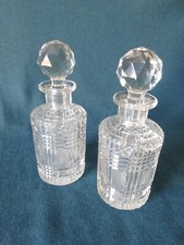 Pair Of Vintage Cut Glass Decanters  Perfume Bottles C/W Original Stoppers