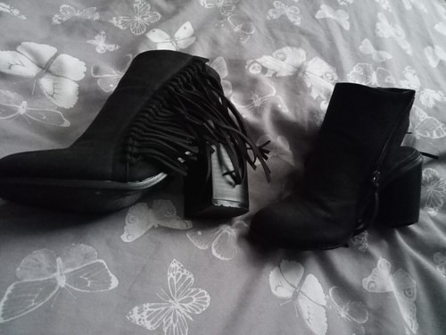 Black faux leather ankle - faux, boots