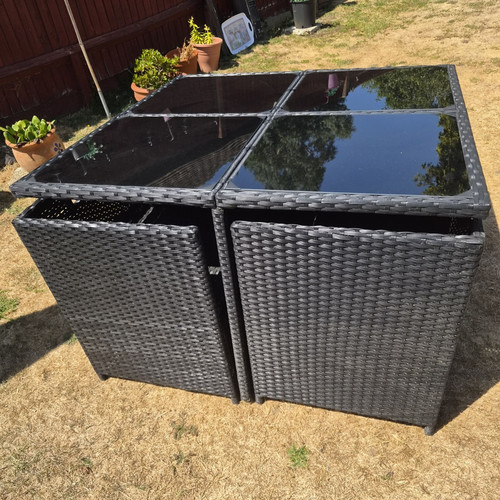 Black rattan wicker - 9pc, dining