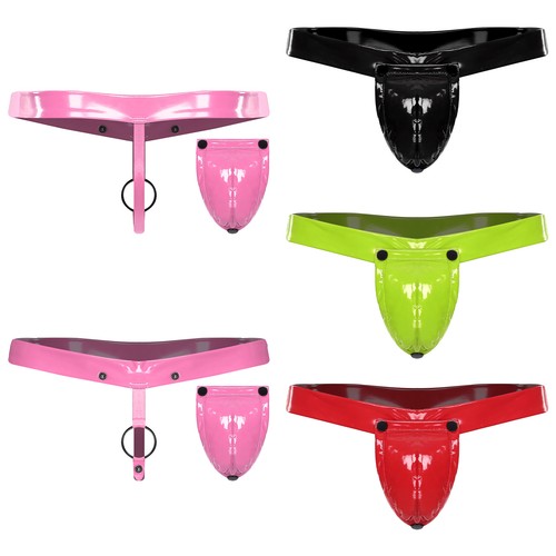 Men sexy patent leather thong - sexy,