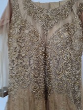 Indian Churidar dress set gold net stone embroidery work M size,