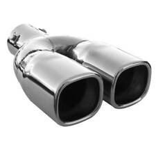 Universal Twin Exhaust Double Tip Trim Pipe Tail Muffler Stainless Steel Chrome