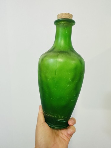 Vintage green glass bottle all - vintage,