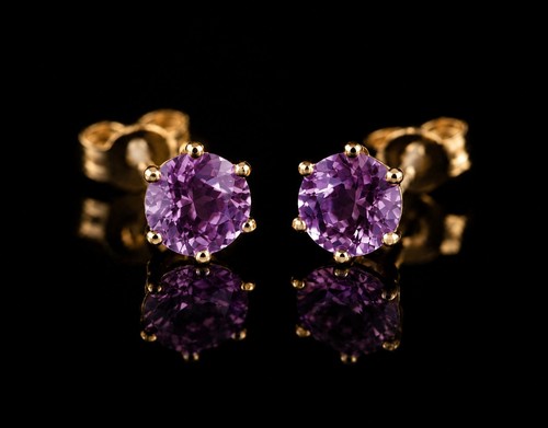 9ct gold amethyst - dainty, stud