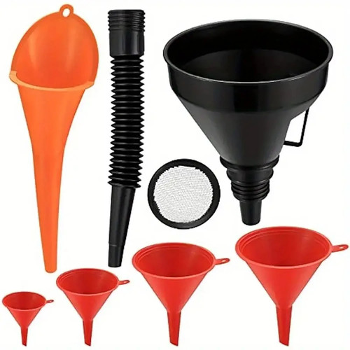 8pcs fuel funnels - set, plastic