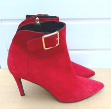 ALBERTO ZAGO SIZE 5.5 RED SUEDE BOOTS. GUW112425B340