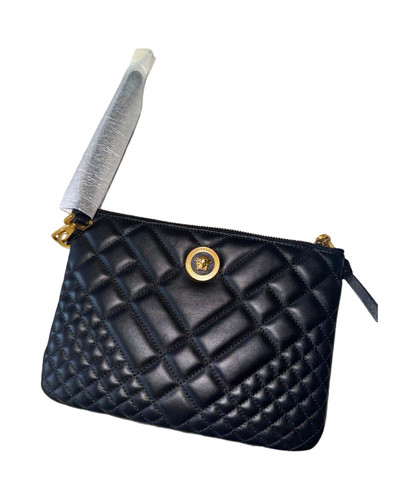 Versace black quilted leather - black,
