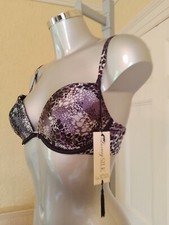 BNWT RRP £28 LA SENZA REAL SILK Padded Underwired Bra SIZE 32D Black Grey Ivory
