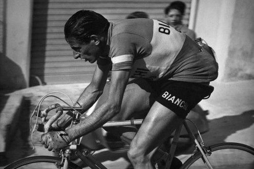 Fausto coppi action during - in,