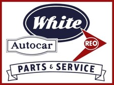 White AUTOCAR & REO Trucks Parts & Service NEW Sign: 30 x 40" USA STEEL XXL Size