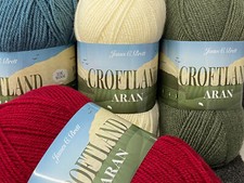 James C Brett Croftland Aran Wool Blend Yarn per 200g Ball Various Colours