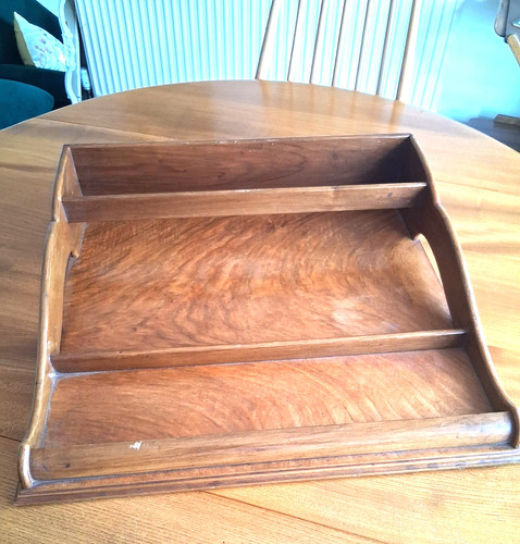 Walnut stationary desk - , by