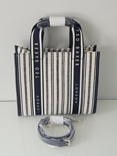 Ted Baker Women's Harlee Striped Canvas Small Webbing Tote Shoulder Bag - Navy