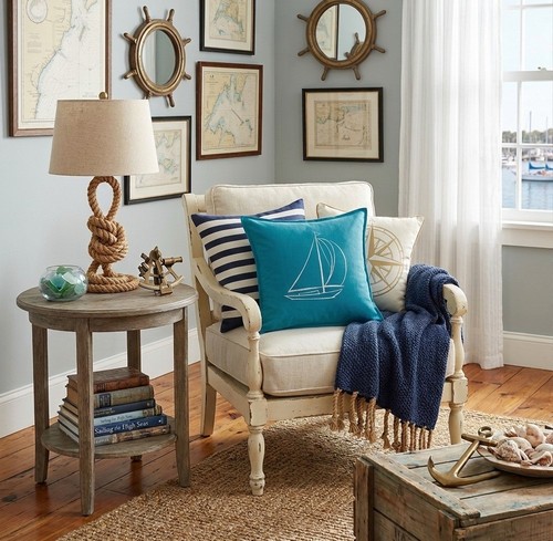 Nautical seaside sailboat sea