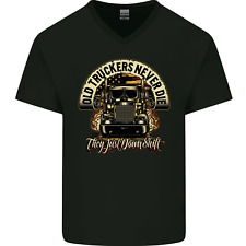 Old Truckers Never Die Lorry Driver Lorries Mens V-Neck Cotton T-Shirt