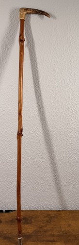 Vtg wood walking stick horn - vtg,
