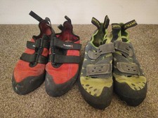La Sportiva Tarantula Climbing Shoes size 9.5 and ClimbX old worn out