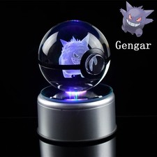 Pokemon 3D Crystal Glass Pokeball Orb and LED Light Stand Perfect Kids Gift