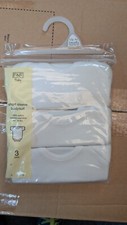 F&F Baby Grow 3 Pack Unisex Bodysuit Boys Girls Vest Clothing Plain White Blank