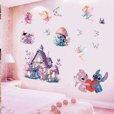 Lilo Stitch Mushroom Fairy Butterfly Wall Sticker Decal Bedroom Self Adhesive