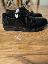 Womens Brogues Office Shoes Wingtip Oxfords Patent Leather Lace ups Sz5 UK (E4)