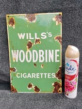 Wills Woodbine Cigarettes Fags Tabs Bar Pub Man Cave Enamel Advertising Sign