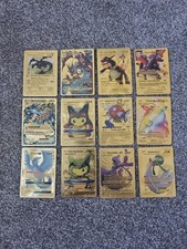 Gold Pokemon Cards, Fan Art, mixed bundle  X36