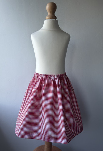 Red gingham school skirt - red,