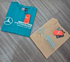 Puma Mercedes AMG F1 Logo T- Shirt in Green and Aruba brown