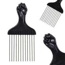 Afro Comb with Black Fist Metal or Plastic African hair Pik Professional Styling