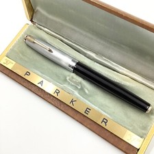Parker 51 double jewel sterling silver cap fountain pen, oblique 14k gold nib