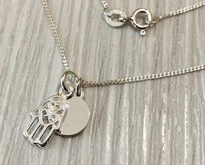 Ladies 925 Sterling Silver Small Hamsa Necklace Personalised Engraved