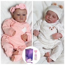 18in Realistic Reborn Dolls Baby Twins Vinyl Silicone Handmade Newborn Girl Gift