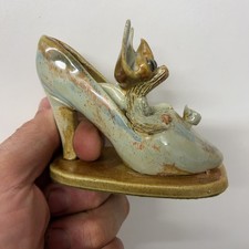 Yare Designs Pottery Dragon Figure sitting in a high heeled shoe perfect!