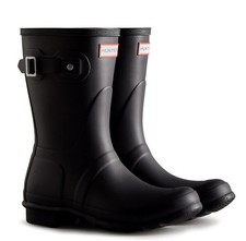 HUNTER Women's Original Short Mid-Calf Rubber Rain Gum Boot Black