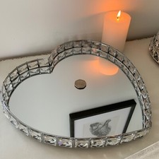 Heart Crystal Edge Mirror Tray Decoration Candle Holder Table Plate Centrepiece