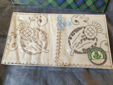 Vintage Real Scotch Scottish Lace Cloth Thistle Pattern Small 16"×22" New Boxed