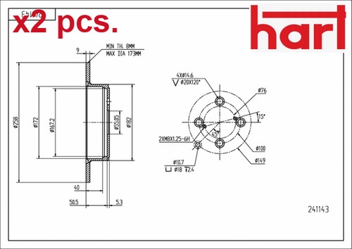 Pcs rear brake - x2,