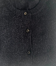 Ladies Marks Sparkle Cardigan Crew Neck Long Sleeve Black Gold Deep Cuff NEW