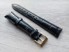 New 18mm Black/Brown Genuine Leather Watch Strap Golden Buckle For Omega