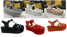 Womens SlipOn Platform Buckle Festival Party Summer Beach Jelly Shoes Size 3 - 8