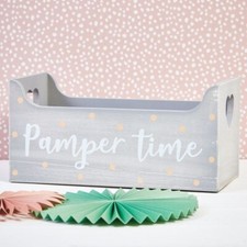 Pamper time wooden crate in - "pamper,