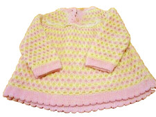 VINTAGE?? MICHAEL DE LEON BABY GIRL PINK YELLOW LONG SLEEVE WOOL SWEATER-3-6 MTH