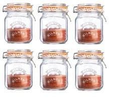 6 x Kilner 1L Square Clip Top