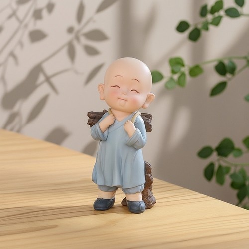 Monk figurine with - figurine, firewood