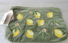 Elizabeth Scarlett x Bloom and Wild Green Lemon Design Velvet Make-up Bag
