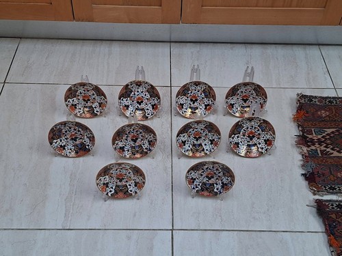 Ten derby imari plates - plates, circa