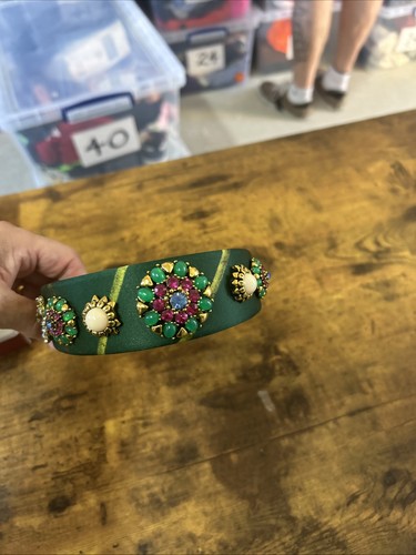 Jewelled green headband - jewelled,
