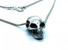 Stylish Vintage Sterling Silver Skull Pendant Necklace 8 grams
